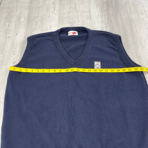 Vintage CBS News Olympics 3 Strikes Sleeveless V-Neck Knit Pullover Vest - Picture 5 of 6